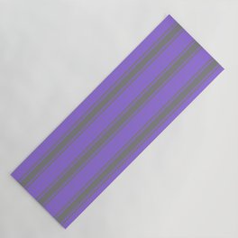 [ Thumbnail: Purple & Grey Colored Lined Pattern Yoga Mat ]