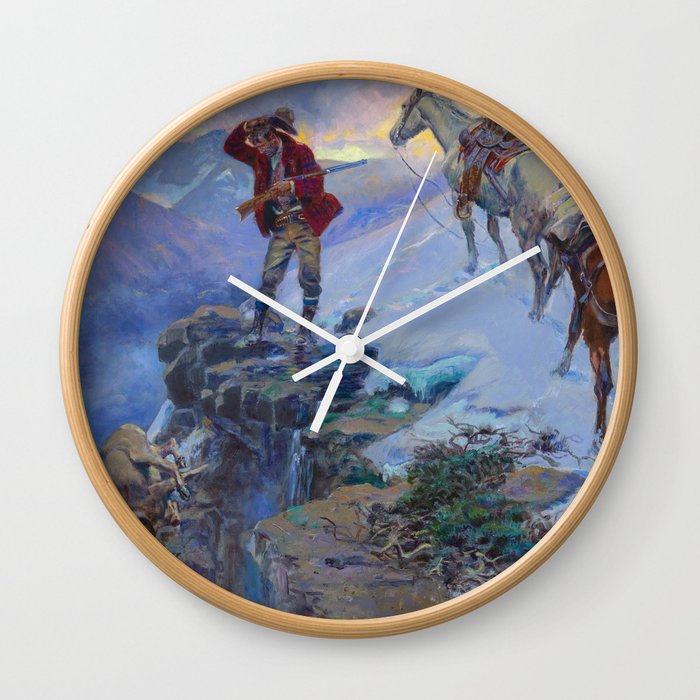 Meat's Not Meat 'Till it's in the Pan, 1915 by Charles Marion Russell Wall Clock