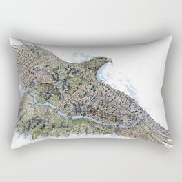 Gold eagle and Astana Rectangular Pillow | Painting, Goldeagle, Kazakhstan, City, Astana, Watercolor, Kz, Surrealism, Eagle, Illustration 