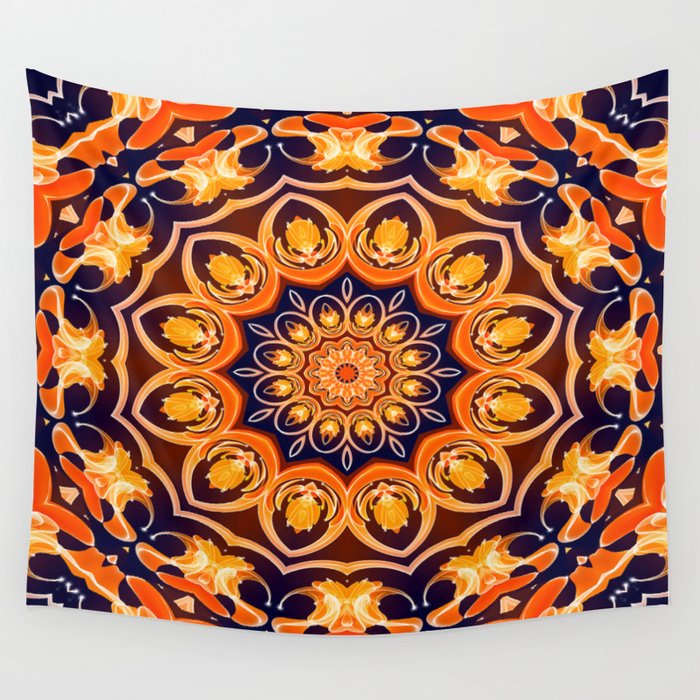 Orange mandala hotsell tapestry