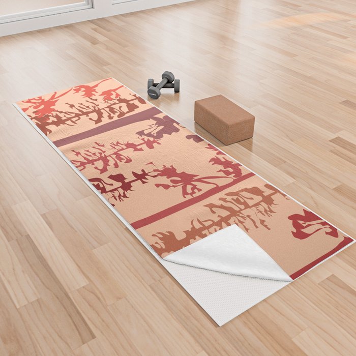 Woody - Red Minimal Forest Art Design Yoga Towel