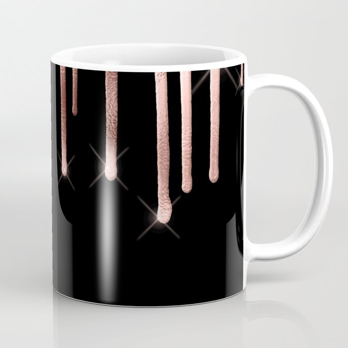 Black & Rose Gold Drip Coffee Mug