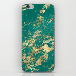 Teal & Gold Marble 06 iPhone Skin