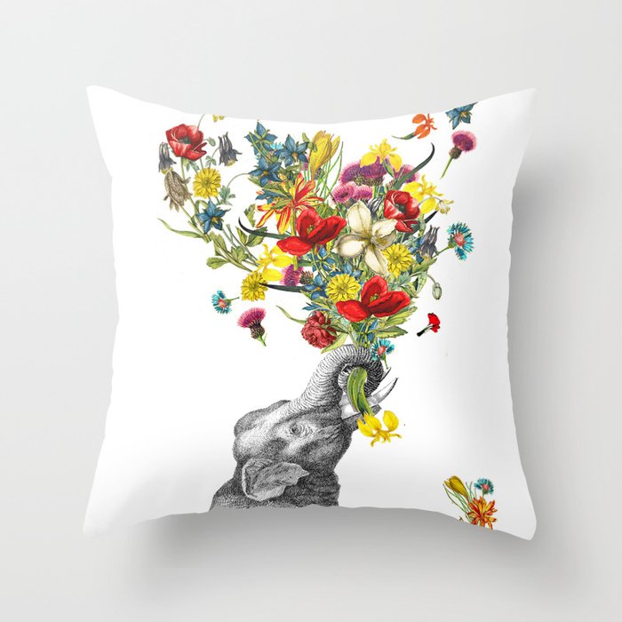 Happy Baby Elephant Throw Pillow by Rococco LA Society6