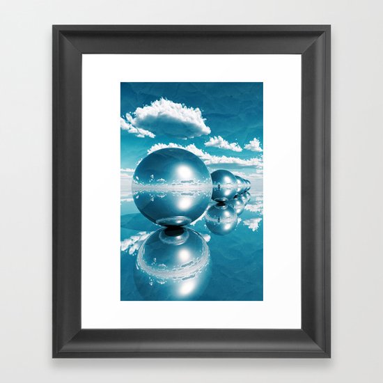 blue spheres in line paper Framed Art Print