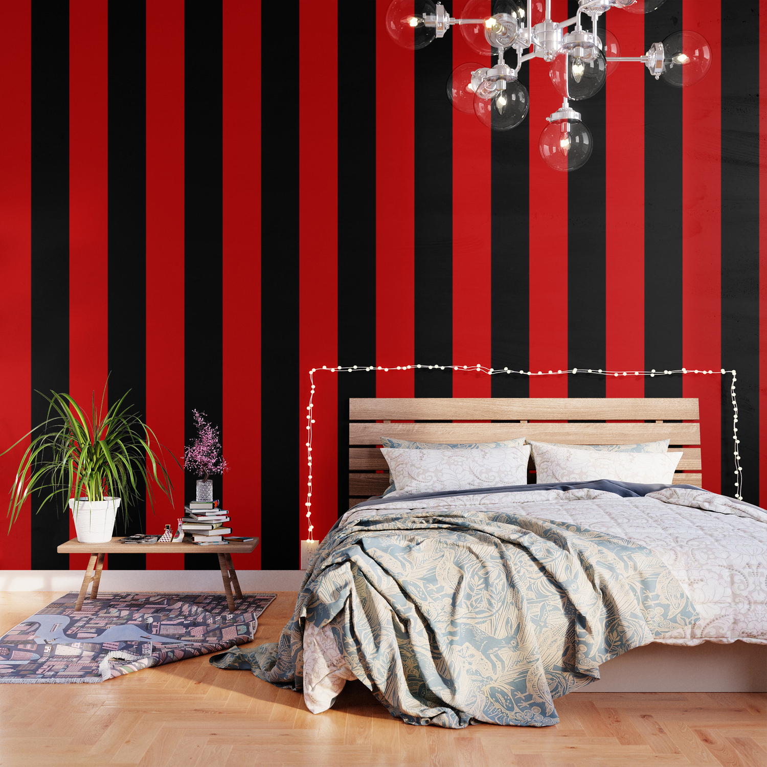 Psychedelic black and red stripes VII. Wallpaper by RM - Blanik. | Society6