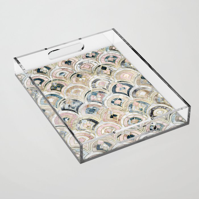 Art Deco Marble Tiles in Soft Pastels Acrylic Tray