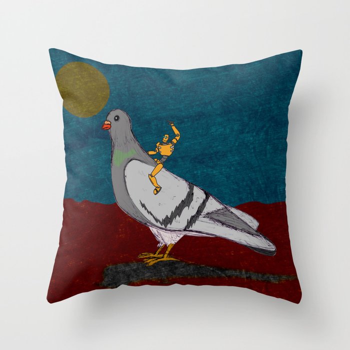 Pigeon Rodeo Throw Pillow