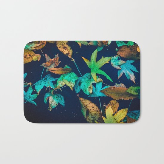 Blue Leaves Bath Mat