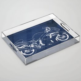 2012 Suzuki Hayabusa Blueprint, Blue Background Acrylic Tray