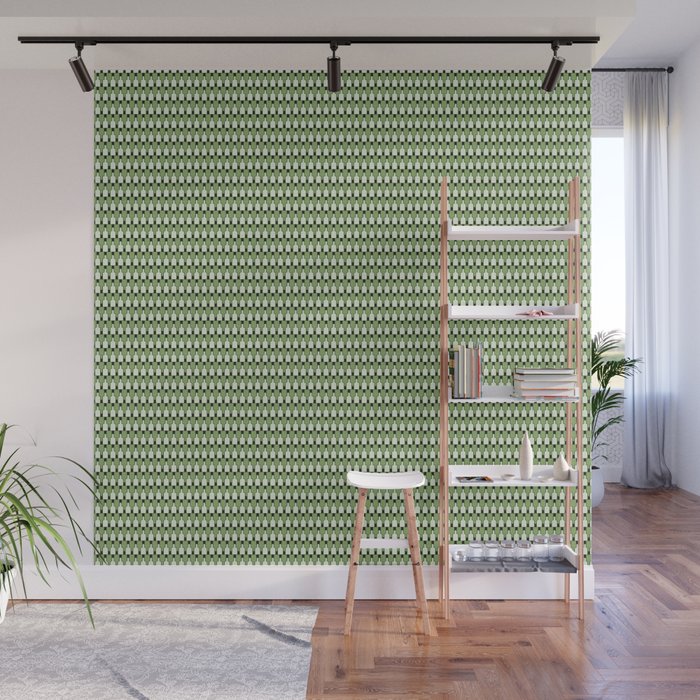Geometric Cutting Board Pattern in Green Wall Mural