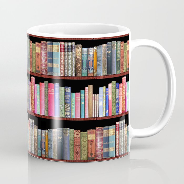 Jane Austen books and antique library bookshelf Coffee Mug