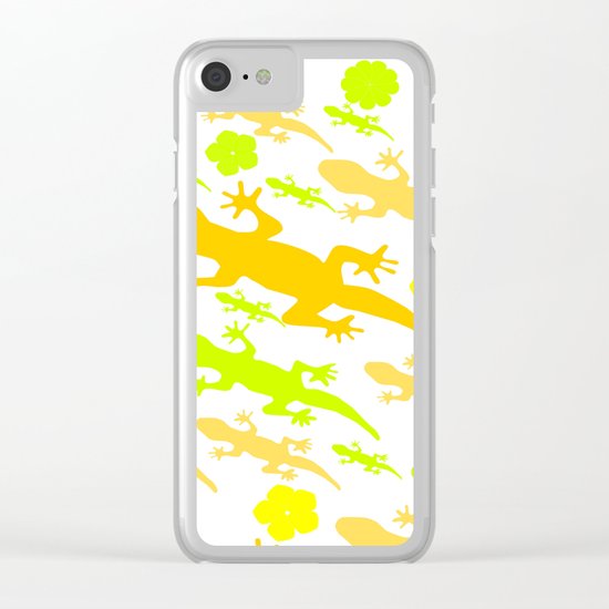 Lizards in yellow and green Clear iPhone Case