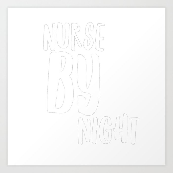 Nurse by Night in White Art Print
