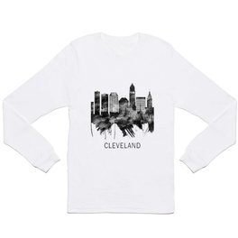 Cleveland Ohio Skyline BW Long Sleeve T-shirt