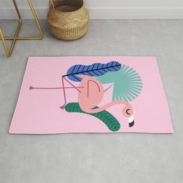 Chic flamingo in the tropical Rug