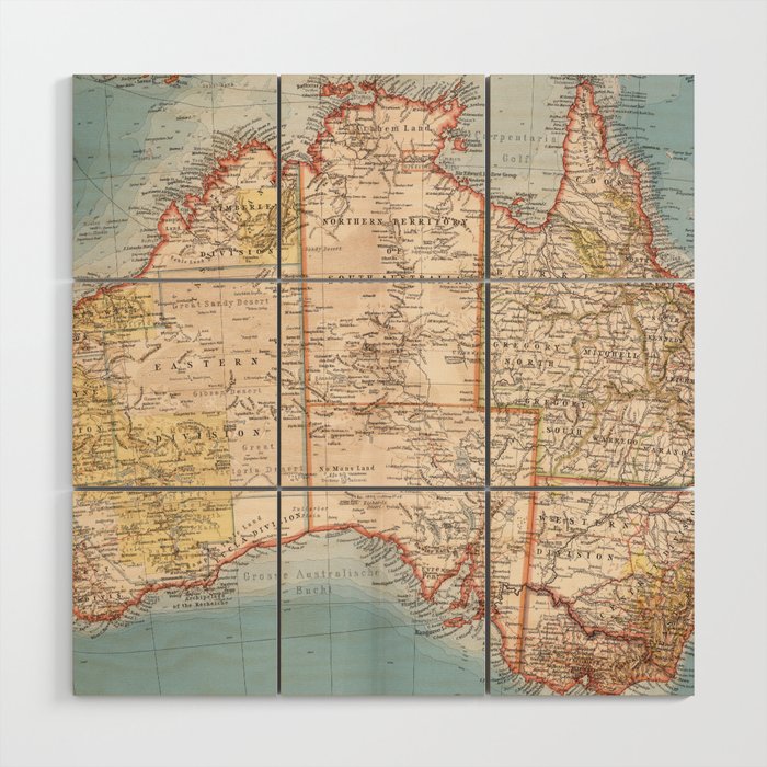 Australian Topography Map (1905) Wood Wall Art
