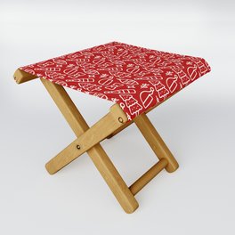 Christmas Pattern Red White Drawing Elements Folding Stool