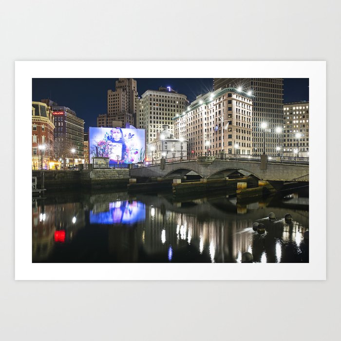 The Providence RI Skyline reflected in the Providence River Art Print