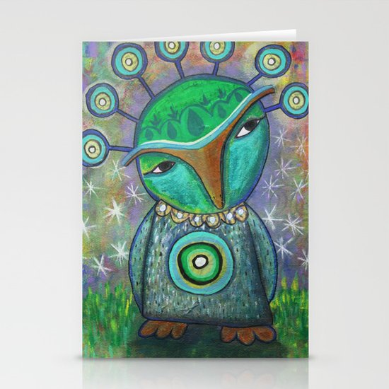 Alien Owl Stationery Cards