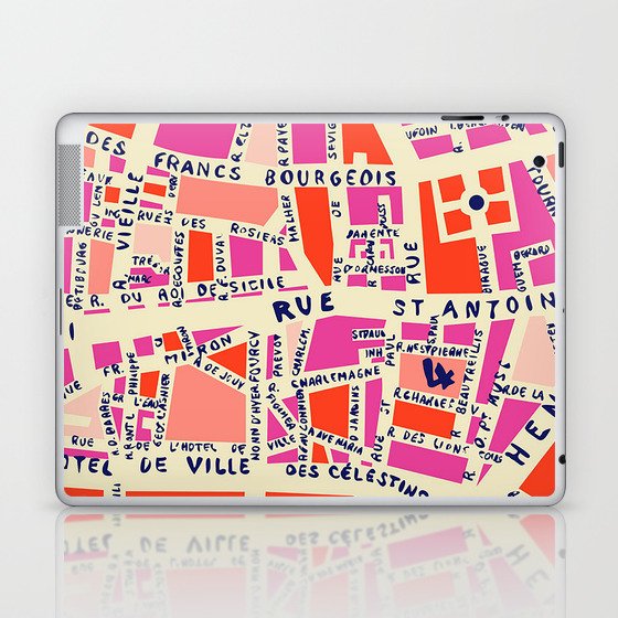 paris map pink Laptop & iPad Skin
