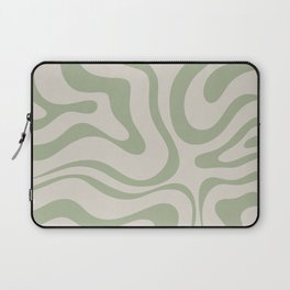 Liquid Swirl Abstract Pattern in Almond and Sage Green Laptop Sleeve