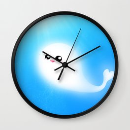 kawaii whale Wall Clock | Painting, Sea, Kawaii, Underthesea, Illustration, Ocean, Cute, Cutewhale, Smile, Whitewhale 