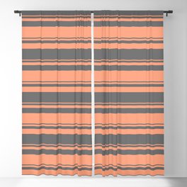 [ Thumbnail: Dim Gray & Light Salmon Colored Lined Pattern Blackout Curtain ]