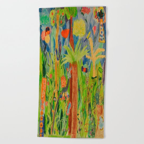 Paradise Delight | Kids Painting by Elisavet Beach Towel