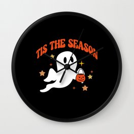 Halloween cute ghost tis the season Wall Clock