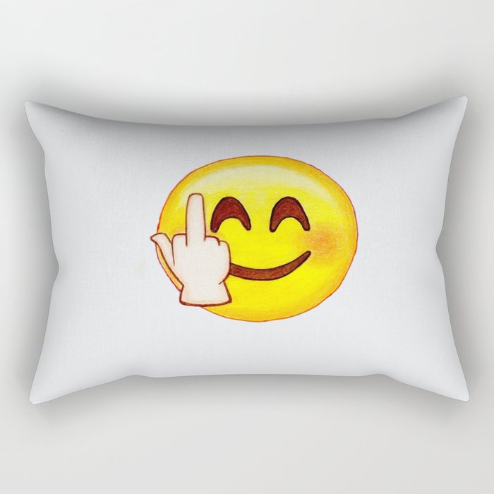 Middle Finger Emoji Rectangular Pillow