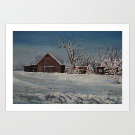 Winter Barn Art Print