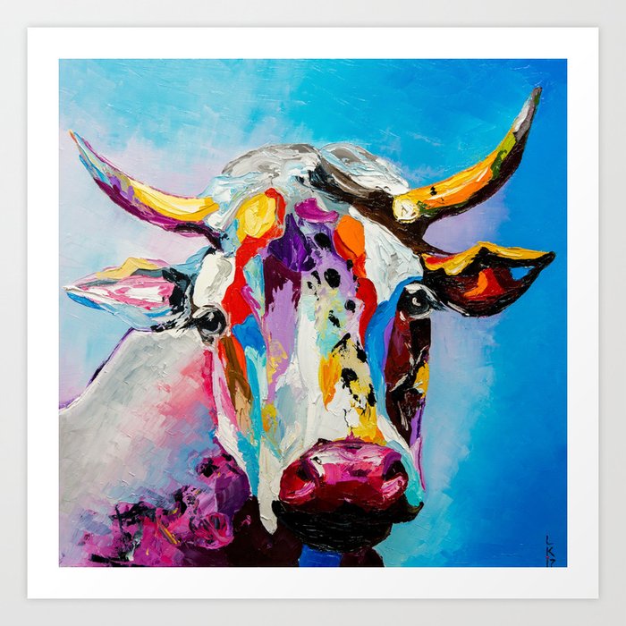 Colorful Cow Art Print By Vladdurnev Society6