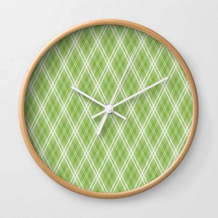 Color of the Year 2017 Designer Colors Greenery Argyle Plaid Wall Clock