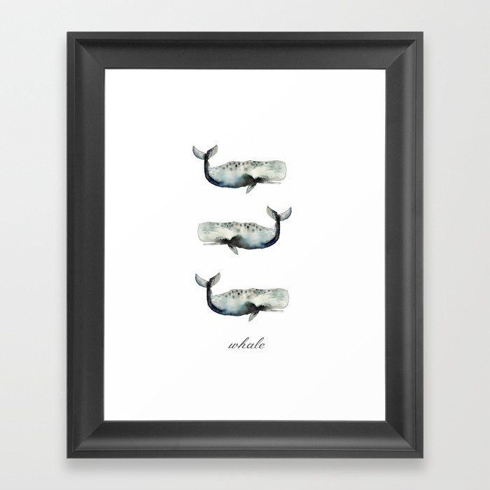 whale- watercolor Framed Art Print