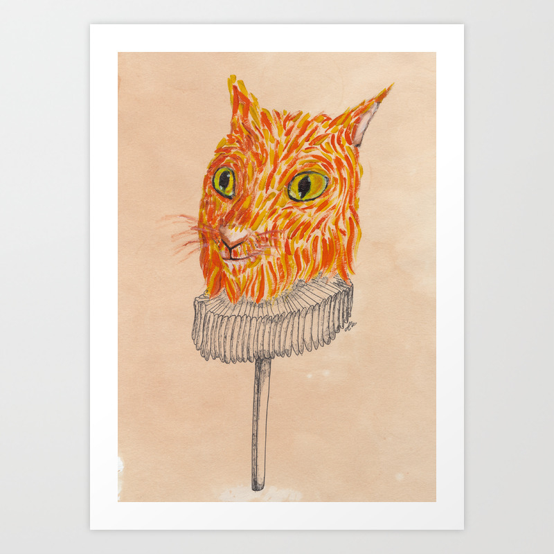 Cat On A Stick Art Print By Honolulian Society6