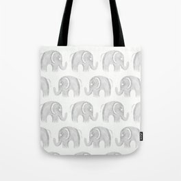 Modern gray white watercolor pastel cute elephant Tote Bag