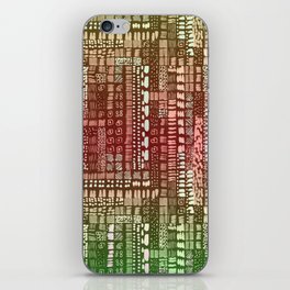 peach and green batik inspired ink marks hand-drawn collection iPhone Skin