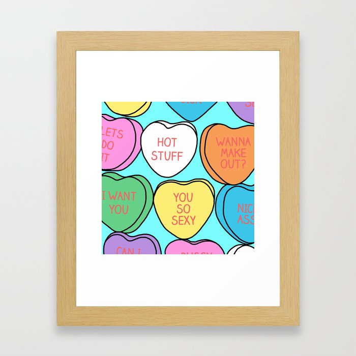 Sexy Conversation Hearts for Your Lover Framed Art Print