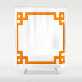 Orange Greek Key Square Border Shower Curtain