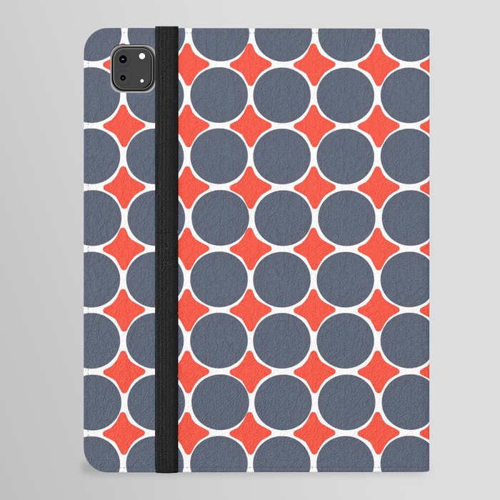 Mid Mod Retro Red, White and Navy Blue Circles With Diamonds 70’s Independence Day Abstract Modern iPad Folio Case