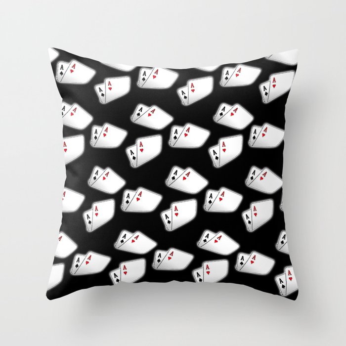 Playing Cards on Black Throw Pillow