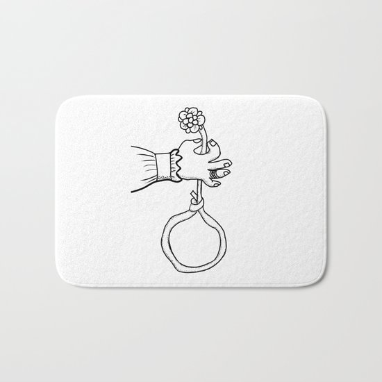one hand that holds the flower Bath Mat