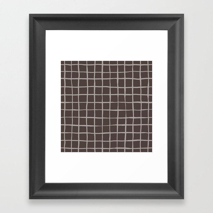 Handmade grid check brown chocolate Framed Art Print