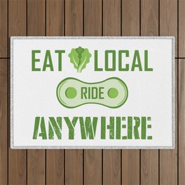 Eat Local, Ride Anywhere Outdoor Rug