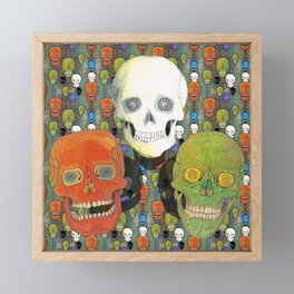 Union Skulls and Patterns on Golden Green Blue Fractal Block 25a Framed Mini Art Print