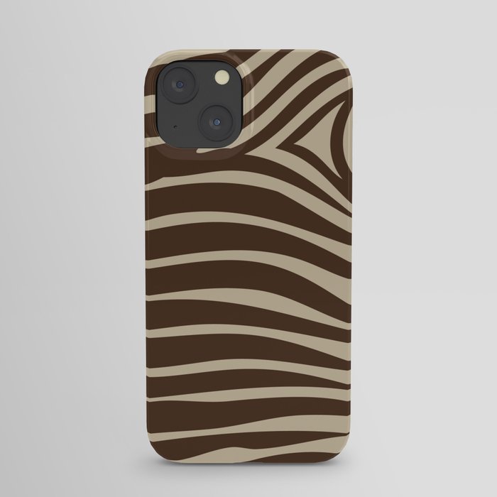 Zebra Stripes | Animal Print | Chocolate Brown and Beige | iPhone Case