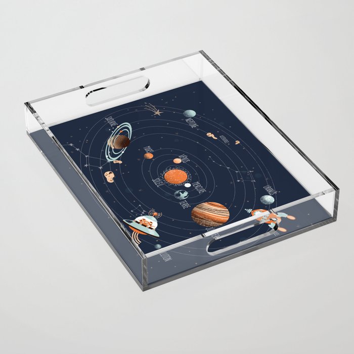 solar system (French text) Acrylic Tray