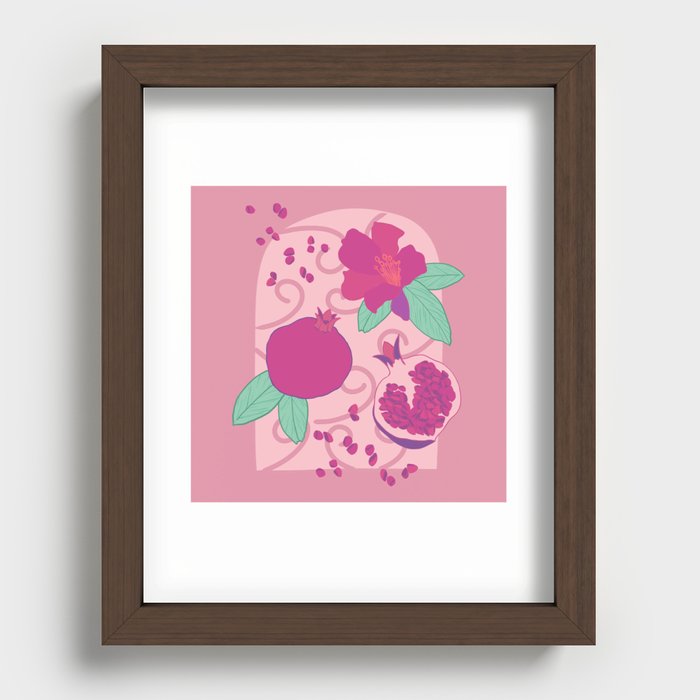 Pomegranate pink and green Recessed Framed Print