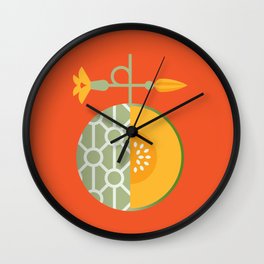 Fruit: Cantaloupe Wall Clock | Fruitmask, Minimalistposter, Nursery, Retrodesign, Redorange, Minimalistdesign, Summerfruit, Fruitpattern, Cantaloupe, Orange 